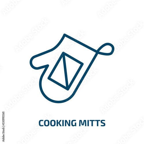 cooking mitts icon from food collection. Thin linear cooking mitts, cooking, kitchen outline icon isolated on white background. Line vector cooking mitts sign, symbol for web and mobile