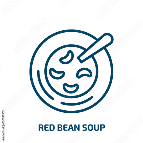 red bean soup icon from food collection. Thin linear red bean soup, soup, bean outline icon isolated on white background. Line vector red bean soup sign, symbol for web and mobile