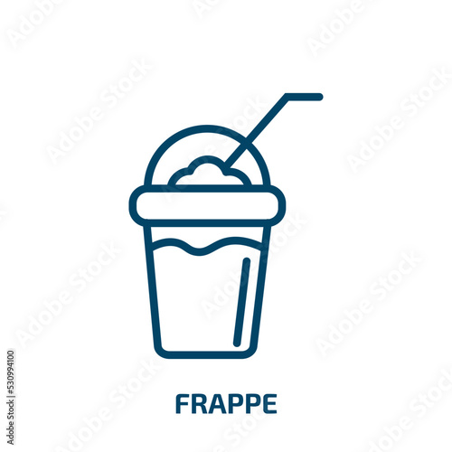 frappe icon from fast food collection. Thin linear frappe, milk, drink outline icon isolated on white background. Line vector frappe sign, symbol for web and mobile