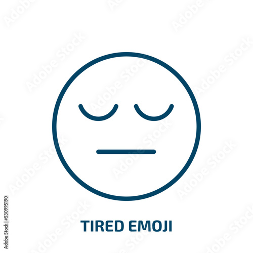 tired emoji icon from emoji collection. Thin linear tired emoji, emoticon, cartoon outline icon isolated on white background. Line vector tired emoji sign, symbol for web and mobile