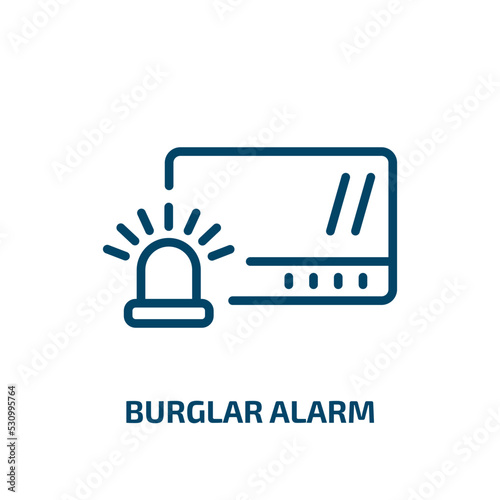 burglar alarm icon from electronic devices collection. Thin linear burglar alarm, security, burglar outline icon isolated on white background. Line vector burglar alarm sign, symbol for web and mobile