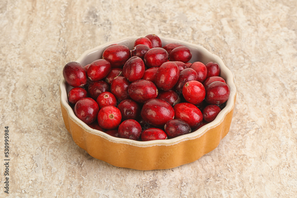 Ripe sweet tasty cranberry in the bowl Ripe sweet tasty cranberry in the bowl