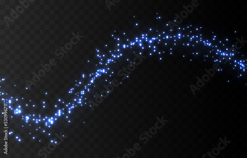 Vector blue dust on an isolated transparent background. Magic, fairy dust PNG. Light dust PNG. A trail of dust, light.