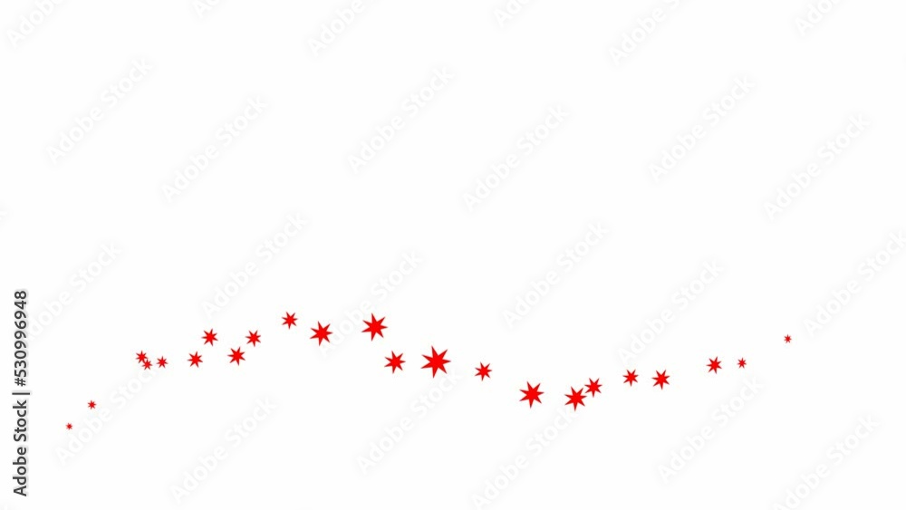 Animated red stars fly from left to right. A wave of flying stars. Vector illustration isolated on the white background. Animated red stars fly from left to right. A wave of flying stars. Vector illustration isolated on the white background.