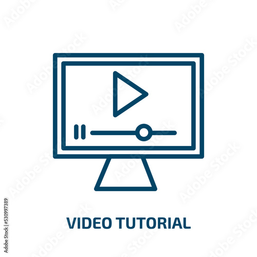 video tutorial icon from e learning and education collection. Thin linear video tutorial, webinar, internet outline icon isolated on white background. Line vector video tutorial sign, symbol for web