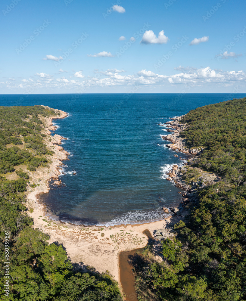 Aerial view to a sea bay and beach