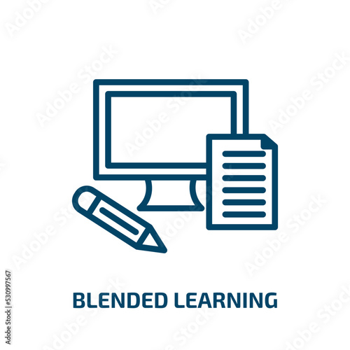 blended learning icon from e learning and education collection. Thin linear blended learning, online, education outline icon isolated on white background. Line vector blended learning sign, symbol for