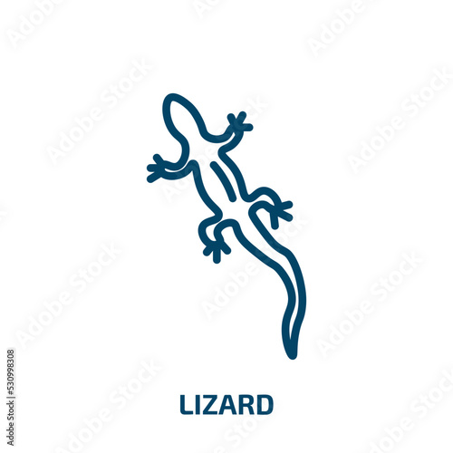 lizard icon from desert collection. Thin linear lizard, animal, reptile outline icon isolated on white background. Line vector lizard sign, symbol for web and mobile