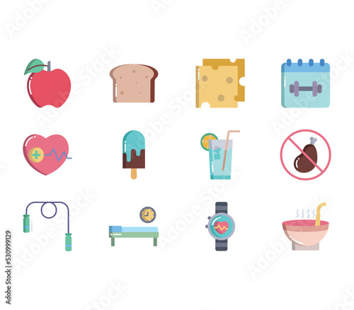 Diet And Nutrition, healthy life icon set
