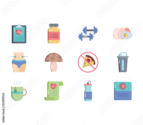 Diet And Nutrition, healthy life icon set