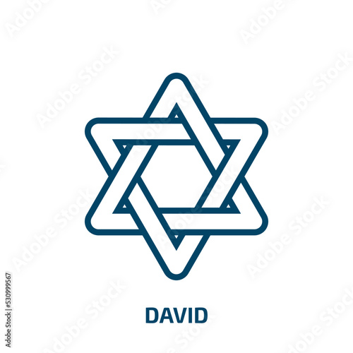 david icon from cultures collection. Thin linear david, star, jewish outline icon isolated on white background. Line vector david sign, symbol for web and mobile