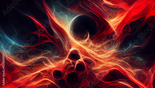 Halloween horror digital art abstract thief of red fire background