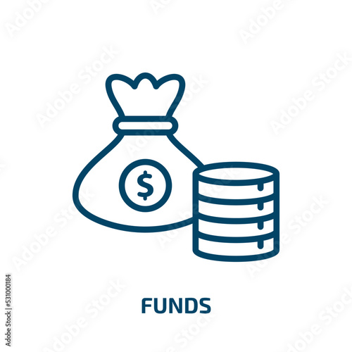 funds icon from cryptocurrency collection. Thin linear funds, payment, fund outline icon isolated on white background. Line vector funds sign, symbol for web and mobile