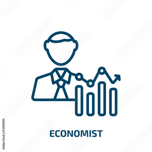 economist icon from cryptocurrency collection. Thin linear economist, business, finance outline icon isolated on white background. Line vector economist sign, symbol for web and mobile