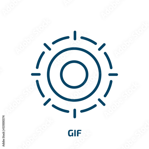 gif icon from crowdfunding collection. Thin linear gif, format, document outline icon isolated on white background. Line vector gif sign, symbol for web and mobile