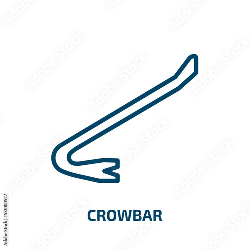crowbar icon from construction tools collection. Thin linear crowbar, tool, construction outline icon isolated on white background. Line vector crowbar sign, symbol for web and mobile