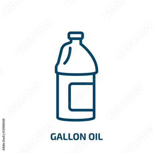 gallon oil icon from construction tools collection. Thin linear gallon oil, fuel, industry outline icon isolated on white background. Line vector gallon oil sign, symbol for web and mobile