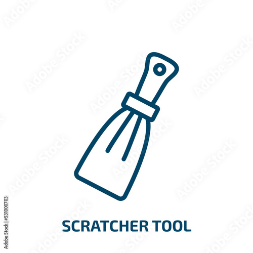 scratcher tool icon from construction tools collection. Thin linear scratcher tool, equipment, tool outline icon isolated on white background. Line vector scratcher tool sign, symbol for web and