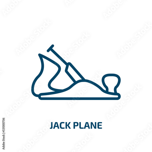 jack plane icon from construction tools collection. Thin linear jack plane, plane, saw outline icon isolated on white background. Line vector jack plane sign, symbol for web and mobile