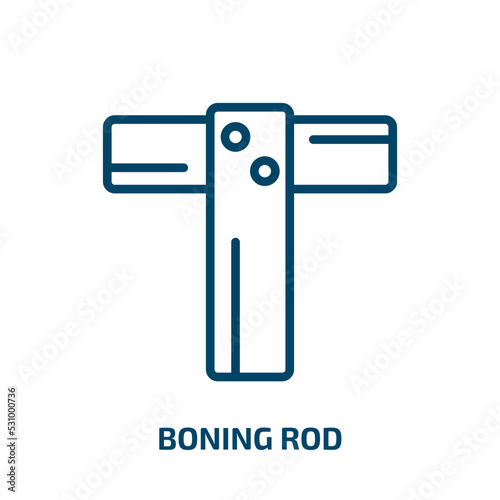 boning rod icon from construction tools collection. Thin linear boning rod, bone, rod outline icon isolated on white background. Line vector boning rod sign, symbol for web and mobile