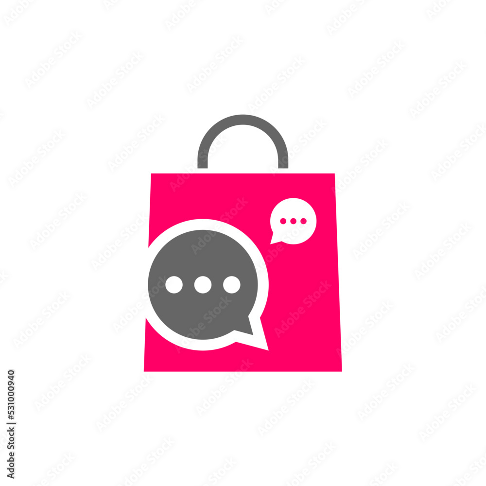 Shop Chat Logo Design Template. Shop Chat logo concept vector. Creative Icon Symbol Shop Chat Logo Design Template. Shop Chat logo concept vector. Creative Icon Symbol