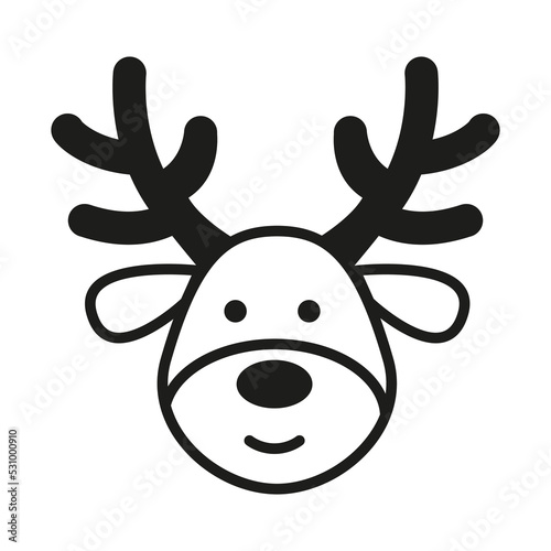 Vector Christmas logo design. Black and whiter Santas deer icon photo