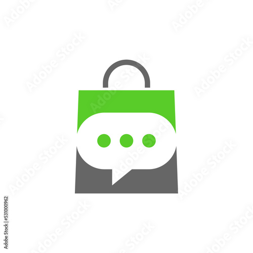 Shop Chat Logo Design Template. Shop Chat logo concept vector. Creative Icon Symbol