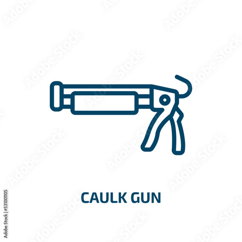 caulk gun icon from construction and tools collection. Thin linear caulk gun, gun, repair outline icon isolated on white background. Line vector caulk gun sign, symbol for web and mobile