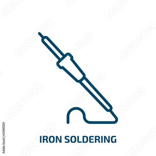 iron soldering icon from construction and tools collection. Thin linear iron soldering, electric, iron outline icon isolated on white background. Line vector iron soldering sign, symbol for web and