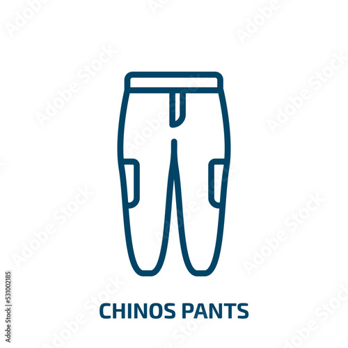 chinos pants icon from clothes collection. Thin linear chinos pants, pants, clothing outline icon isolated on white background. Line vector chinos pants sign, symbol for web and mobile