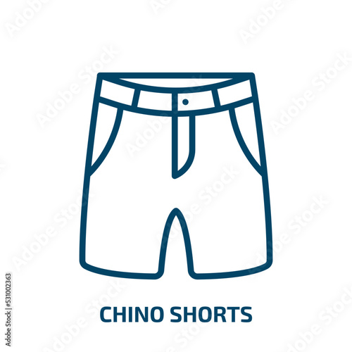 chino shorts icon from clothes collection. Thin linear chino shorts, fashion, pants outline icon isolated on white background. Line vector chino shorts sign, symbol for web and mobile