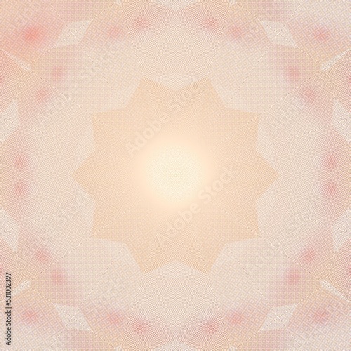 Abstract symmetrical pattern of small dots in soft peach and orange tones soft sweet mandala