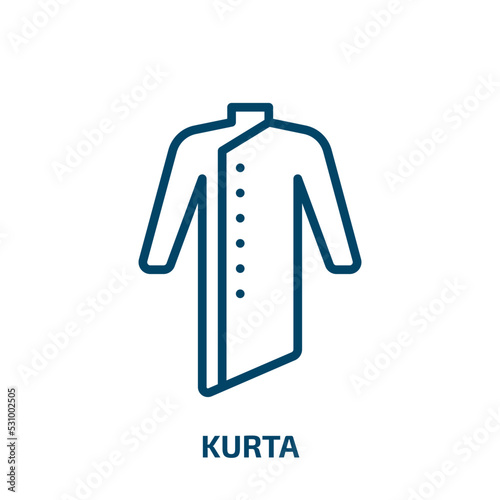 kurta icon from clothes collection. Thin linear kurta, clothing, knickers outline icon isolated on white background. Line vector kurta sign, symbol for web and mobile