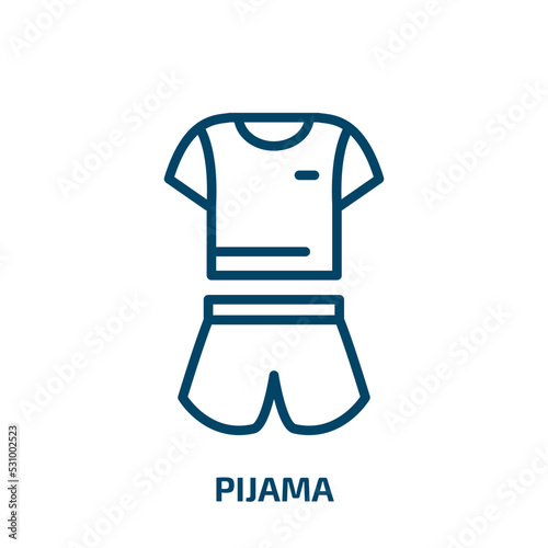 pijama icon from clothes collection. Thin linear pijama, girl, cute outline icon isolated on white background. Line vector pijama sign, symbol for web and mobile