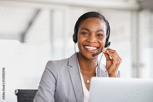 Картината върху платно Portrait of customer service woman working on call center