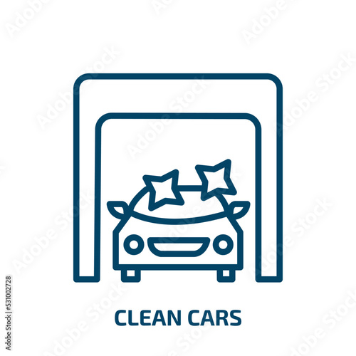 clean cars icon from cleaning collection. Thin linear clean cars, car, clean outline icon isolated on white background. Line vector clean cars sign, symbol for web and mobile