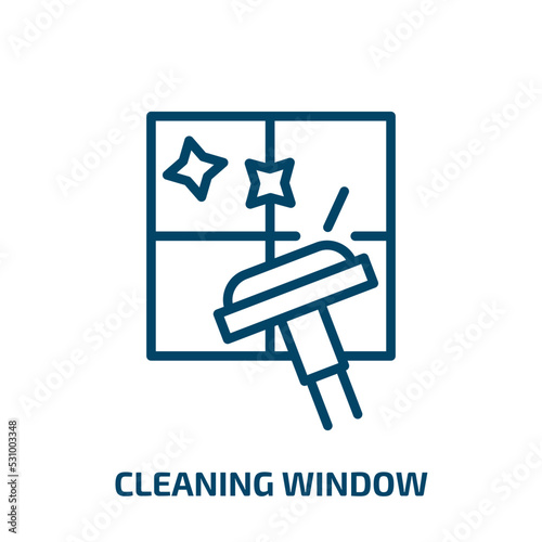 cleaning window icon from cleaning collection. Thin linear cleaning window, cleaning, duster outline icon isolated on white background. Line vector cleaning window sign, symbol for web and mobile