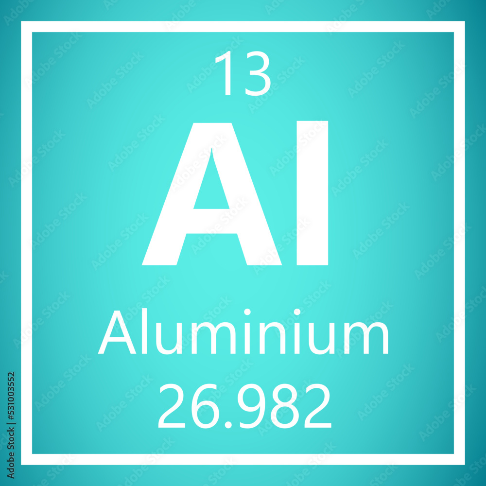 Aluminium Al Periodic Table of Elements, Atomic Mass Vector Illustration Molecule. Aluminium Al Periodic Table of Elements, Atomic Mass Vector Illustration Molecule.
