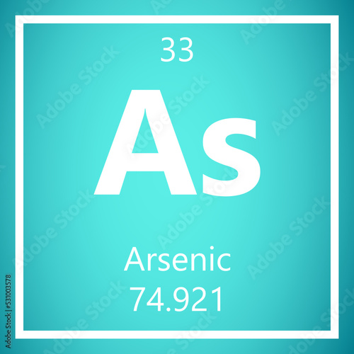Arsenic As Periodic Table of Elements, Atomic Mass Vector Illustration Molecule.