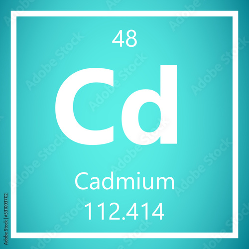 Cadmium Cd Periodic Table of Elements, Atomic Mass Vector Illustration Molecule.