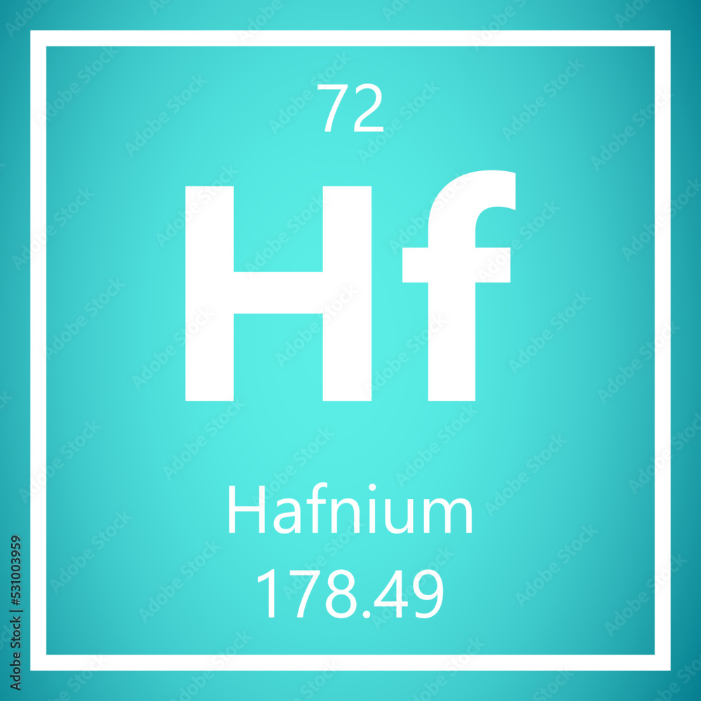 Fototapeta premium Hafnium Hf Periodic Table of Elements, Atomic Mass Vector Illustration Molecule. 