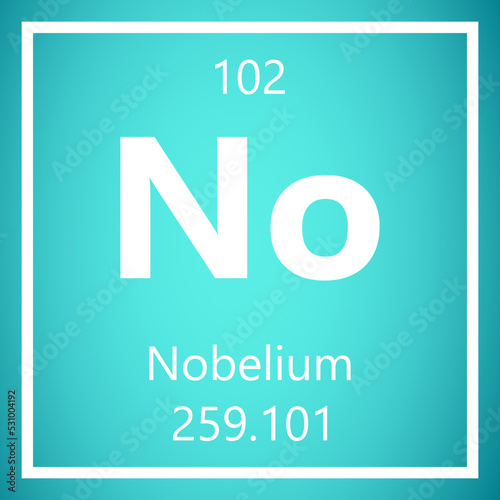 Nobelium No Periodic Table of Elements, Atomic Mass Vector Illustration Molecule. 