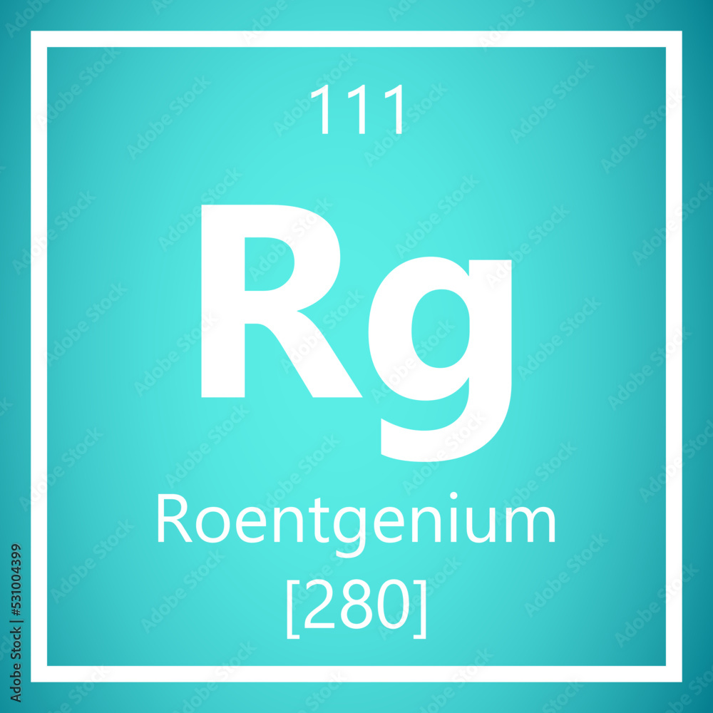 Roentgenium Rg Periodic Table of Elements, Atomic Mass Vector Illustration Molecule.
