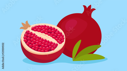 pomegranate in a cut on a blue background