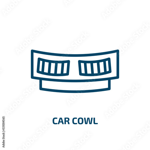 car cowl icon from car parts collection. Thin linear car cowl, auto, automotive outline icon isolated on white background. Line vector car cowl sign, symbol for web and mobile