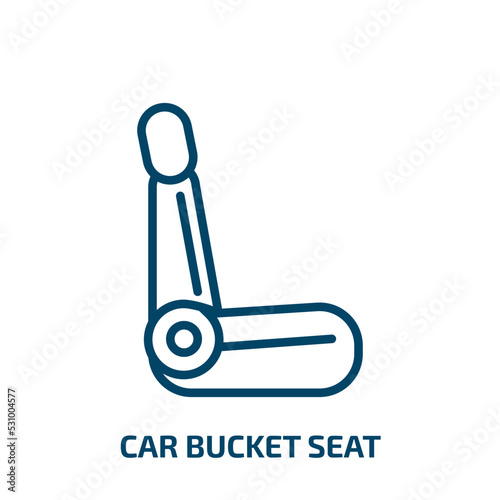 car bucket seat icon from car parts collection. Thin linear car bucket seat, car, wheel outline icon isolated on white background. Line vector car bucket seat sign, symbol for web and mobile