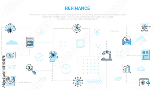 refinance concept with icon set template banner with modern blue color style