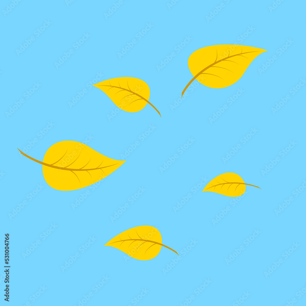 yellow leaves on blue background yellow leaves on blue background