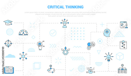 critical thinking concept with icon set template banner with modern blue color style