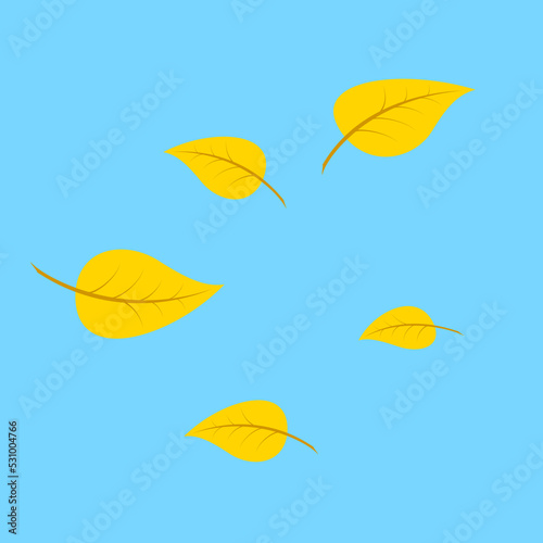 yellow leaves on blue background